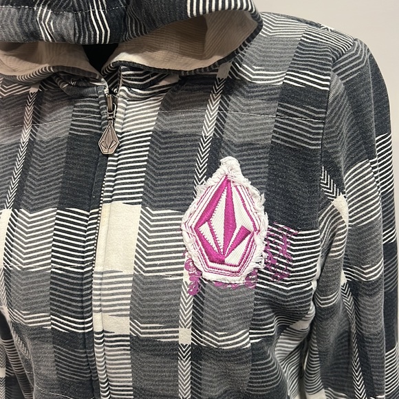 Volcom jacket size M square ivory and grey lining with cap - Picture 10 of 13